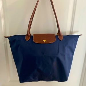 Longchamp Large Le Pliage Shoulder Tote, Navy